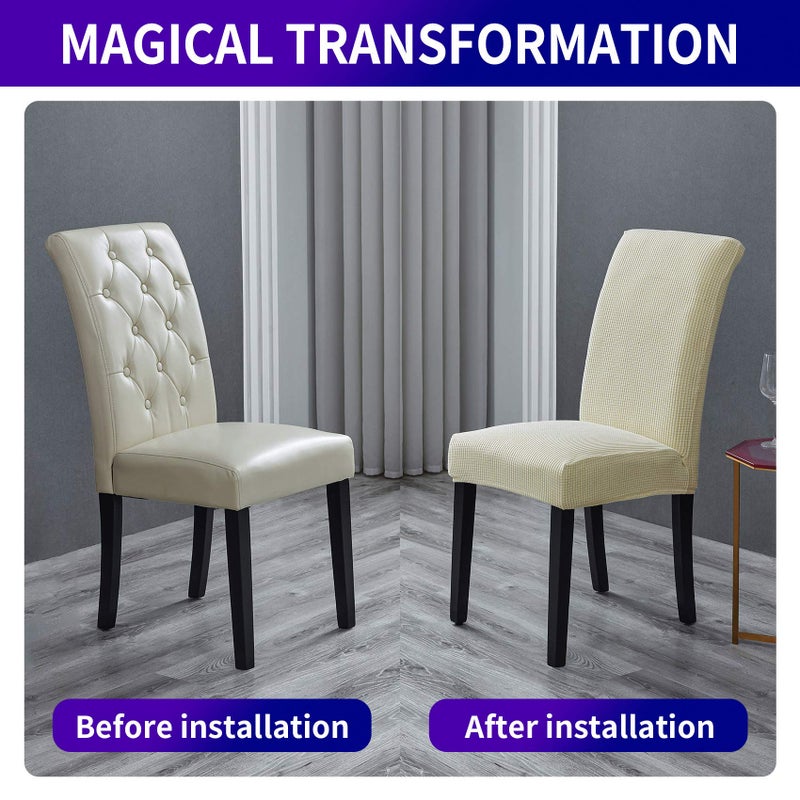 Howhic Stretch Chair Covers for Dining Room Set of 6, Removable Washable Dining Room Chair Covers, Dining Chair Slipcovers Seat Protector, Great for Home and Banquet Decoration (Ivory, 6 Pack) - Image 5